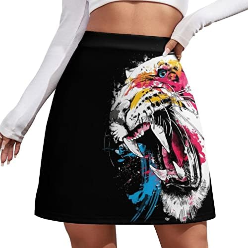 Tiger Watercolor Imprima a saia curta feminina Prind de camada dupla mini saia A-line para esportes de golfe casual
