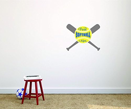 Design com vinil moti 2695 3 Decalque - Peel & Stick Wall Sticker: orgulhoso softball mãe esportista filho filho menina