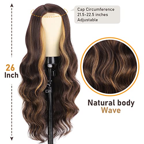 NAYASA LONGO CORPO LONGO WAVY BROWN BOWN MISTURA LIDE A PARTE DE PARTE DESTAÇÕES DE PERTURA SINTÉTICA 150% de densidade natural