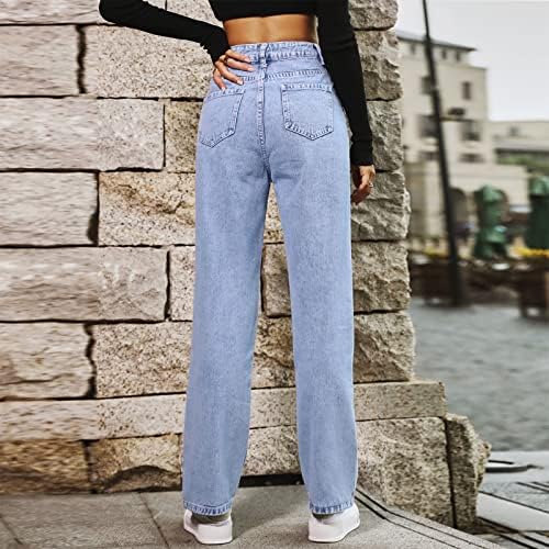 Hdzww Ripstop High Slaacks Slacks Lady com bolsos longos calças ao ar livre Denim Slim Spring Solid Soll Straight pernas salões