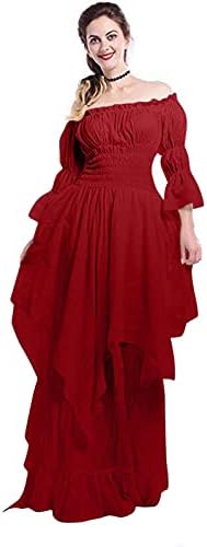 Vestido renascentista vestido medieval jeansise camponês tops irlandeses com alto vestido vitoriano de baixo ombro de