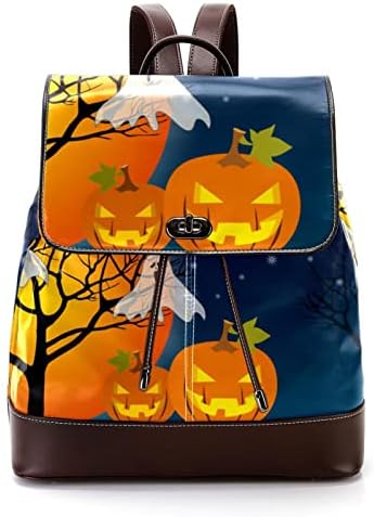 Mochila de viagem VBFOFBV para mulheres, caminhada de mochila ao ar livre esportes mochila casual Daypack, Halloween Pumpkin Night Moon