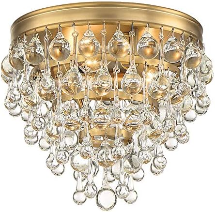 Calypso 3 Light Vibrant Gold Flush Mount - Luz de teto para sala de estar, corredor, hall de entrada, equipamento de jantar