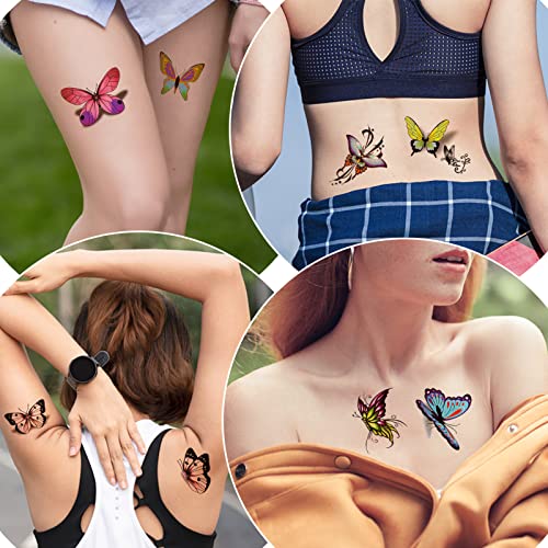 90 lençóis tatuagens temporárias de borboleta para mulheres crianças auto-adesivas realistas adesivos temporários