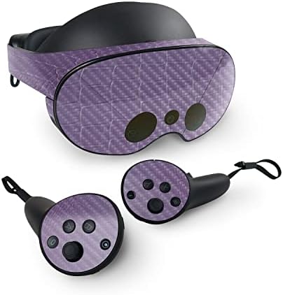 Mightyskins Fibra de carbono compatível com a Meta Quest Pro - Purple Gator Skin | Acabamento protetor de fibra de carbono