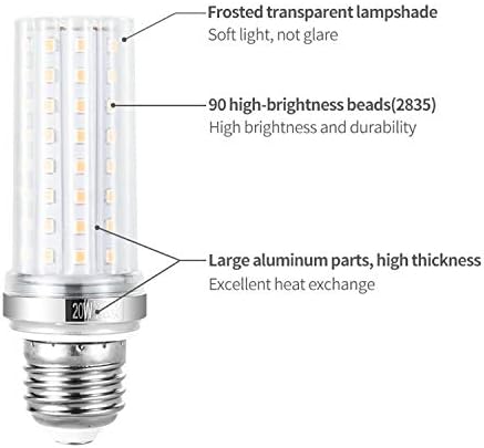 Yiun E26 lâmpadas de vela LED, 20W lâmpadas de candelabra lideradas por 150 watts equivalente, 1800lm, lâmpadas de lustre de 3000k