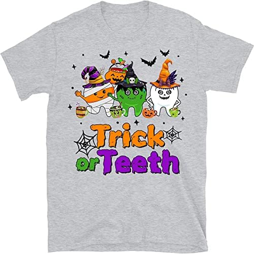 Camisa de esquadrão dental de Halloween, camiseta dental pupmkin, camisa do presente do dentista de Halloween, truques ou dentes,