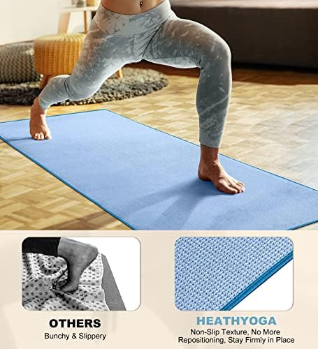 Heathyoga Hot Yoga Towel Non Slip, Microfiber Non Slip Yoga Mat Toalha, Pockets de canto exclusivos, Bolso duplo, Sweat