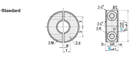 Colares de eixo slocable - dividido com duas peças de 20 mm 1pc