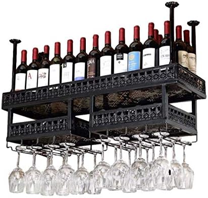 Aserveal prateleira de vinhos de vinho, prateleira de vidro de vidro de prateleira de vidro de vidro de vidro de champanhe, rack de copos de copos de copos, preto, 120 × 31cm