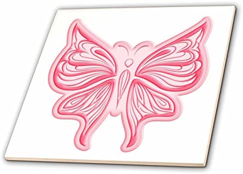 Ilustração de borboleta rosa e rosa de 3drose em rosa - azulejos