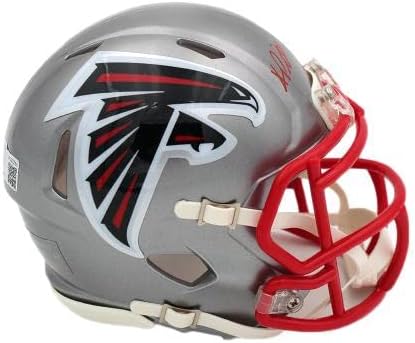 Kyle Pitts assinou o Mini Capacete do Atlanta Falcons Speed ​​Flash NFL - Mini capacetes da faculdade autografados