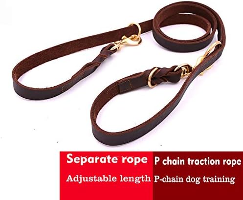 N/W Cowhide Multifuncional Dog Leash, cães grandes, corda de treinamento de cães de couro, Golden Retriever, um para