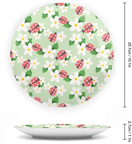 Placas de cerâmica redonda de prato floral de joaninha