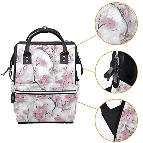 Blossom e galhos vintage Bolsas de fraldas Backpack Mummy Backpack de grande capacidade Bolsa de enfermagem Bolsa de viagem