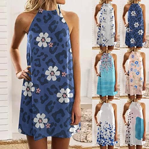 Mulheres verão Vestidos de pescoço floral de halter floral