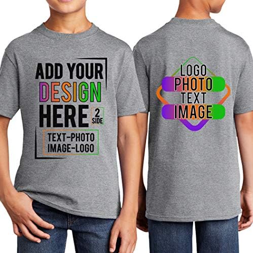 Camiseta personalizada menino jovem adicione sua imagem de texto foto de 2 face personalizada camiseta