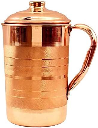 Bishthub Handicraft Pure Copper Water Jug Piteria de cobre para cozinha Use Silver Touch Pitcher- 1,5L