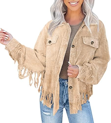 KULYWON MULHERES MATHA Tops Roupas casuais Turn Down Cloar Corduroy Jacket