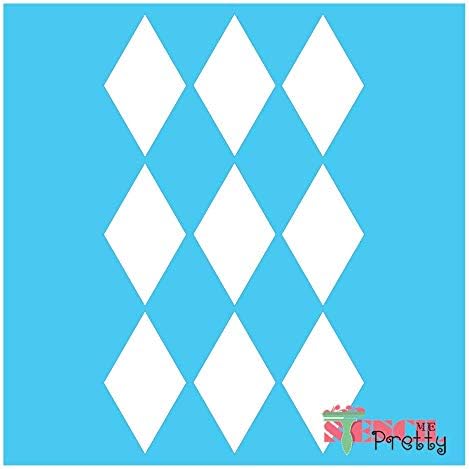 Padrões de estêncil de diamante Melhores estênceis de harlequin reutilizáveis ​​de vinil para móveis, pintura em paredes, telas, madeira, scrapbooking -l Blue Blue