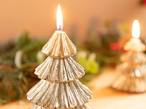 Lamodahome Christmas Candle decorativa brilhante 9x9x12 cm Gold Ano Novo Série Especial Série Especial Centerpieces