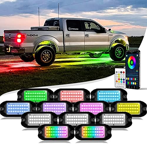 Nicoko perseguindo luzes de rocha neon multicolorida com freio 324 LEDs Undergle Kit com App/RF Flashing MagicRGB Iluminação