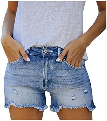 Fvowoh shorts jean shorts altos calças jeans calças de moda short feminino casual rasgado jeans altos shorts de verão