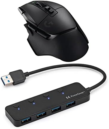 Logitech G502 x Pacote de Mouse para jogos sem fio LightSpeed ​​com 4 portas Hub USB 3.0