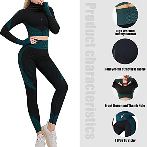 X-Snow Falcon Women Workous Define 2 peças roupas de manga comprida Tops sem costura Tops High Caists Yoga Gym Leggings