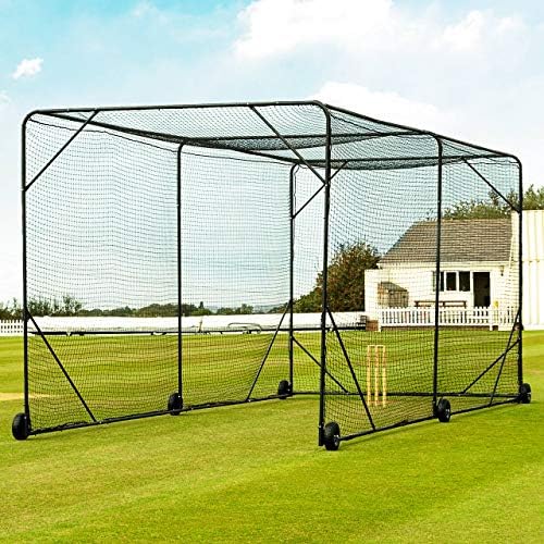 FORTION MOBOLE Baseball Batting Cage [24 pés ou 36ft] | Rede de prática de beisebol baseada em rodas portátil | Equipamento de treinamento de beisebol | Rede de beisebol para bater e arremesso