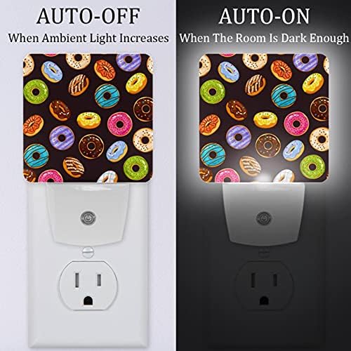 Donuts Chocolate Led Night Light, Kids Nightlights for Bedroom Plug Int Wall Night Lamp Brilho ajustável para escadas do