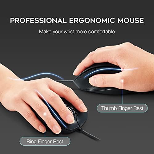 Elecom USB Wired Mouse, mouse com fio com clique silencioso e silencioso, design ergonômico, 5 botões, para janelas