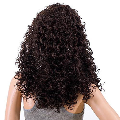 SWACC 20 polegadas de comprimento Big Bouffant Curly Wigs para mulheres peças de cabelo de fibra resistente ao calor sintéticas