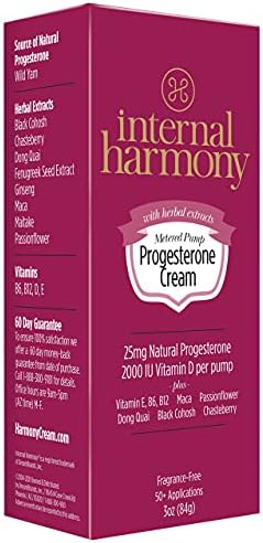 Creme interno de progesterona de harmonia, contém progesterona bioidentical da USP natural de inhame selvagem, cohosh preto,