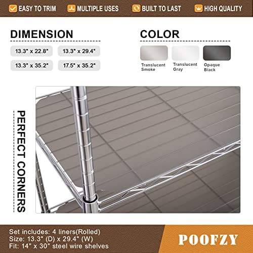 Poofzy para forros de arame pesado POOFZY 14 x 24 polegadas, revestimentos de prateleira não adesiva para armários de cozinha