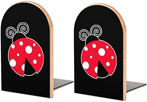 Ladybug Wooden Bookends Livros não esquisitos Stands Livro Livro Ends finais suporta prateleiras de estantes Decoração