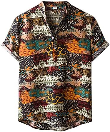 Summer estampa de manga casual casual masculino curto tops havaiano Blusa masculina camiseta masculina