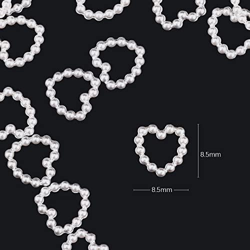 100pcs/saco de coração oco de pérola pérola encharms 8,5 * 8,5 mm de cor graduados ornamentos strinstones jóias coloridas jóias manicure diy -)