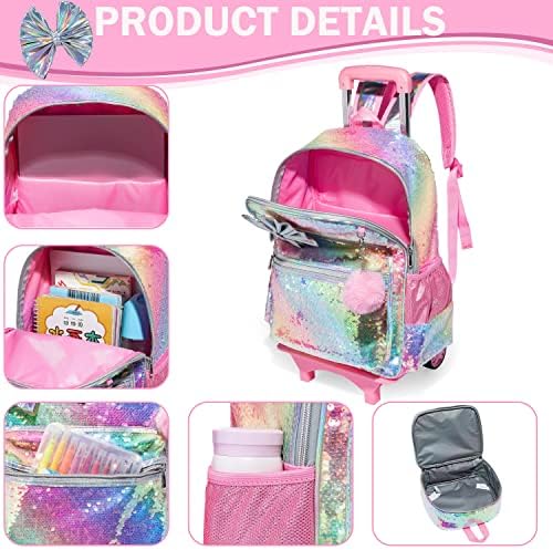 Garotas rolando backpack Rodas Backpacks Magagem infantil para a mochila de laptop para meninas para garotas para meninas