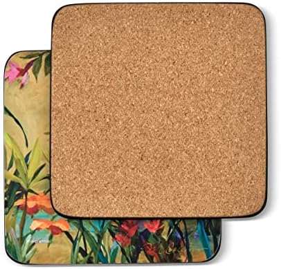 Coastas -russas da coleção de escolhas de Pimpernel Martha | Conjunto de 6 | Placa com suporte de cortiça | Resistente ao calor e mancha | Coaster de bebidas para proteção de mesa | Mede 4 ”x 4”