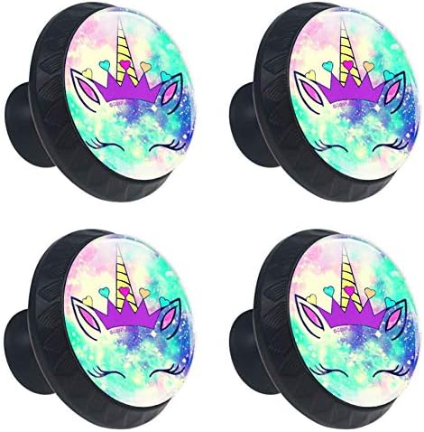 4 PCs Adorável Galaxy Unicorn Gabinete Botões Redonda Gaveta de Vidro Pulls Para Móveis de Cozinha Clara de Cleda da Cleda da Cleca