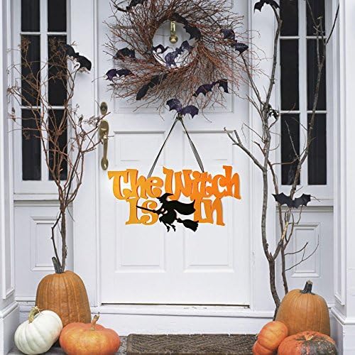 3 pacote de halloween spooky penduring suporte, abóboras de gato bruxa design design de porta de parede não tecida Artesanato de decoração de sinalização para suprimentos de festas de halloween decoração