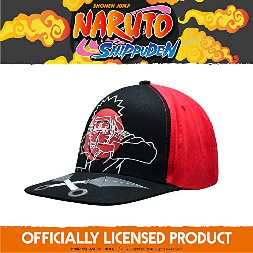 Conceito One Naruto Baseball Hat, Jutsu Daggers Design tampa de snapback adulto com borda plana, vermelho/preto, um tamanho