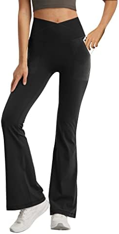 Leggings de Jinhiteam com bolsos para meninas sólidas pretas altas altas altas barriga de controle