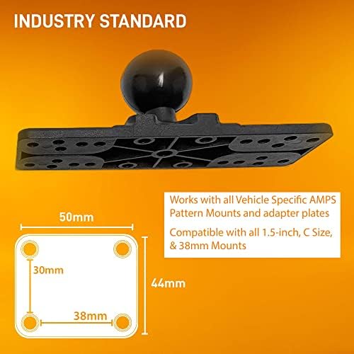 Ibolt 25mm / 1 polegada composta Universal Marine Electronic Fish Finder to Composite AMPS retangular Base de perfuração Pattern Base Ball Mount- apresentando um braço de 3,75 polegadas composto de 25 mm / 1 polegada