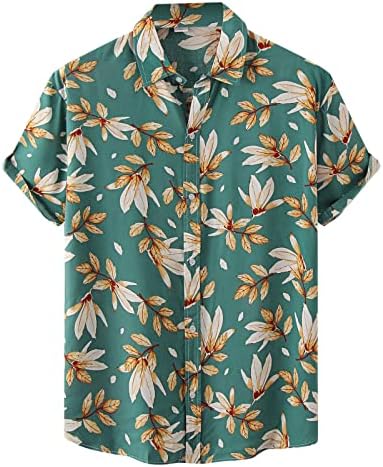 ZDFFER Mens Hawaiian Shirts Ponto de onda Impressão de manga curta Buttton Down Down Downs Beach Casual Summer Turn Down Collar Shirt