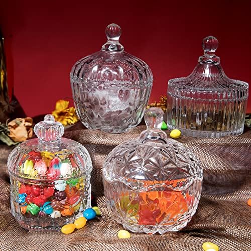 Prato de doces de vidro inftyle com tampa de 4 caixas de jóias de jarras de jarra de cristal de vidro de cristal Dappen Dish