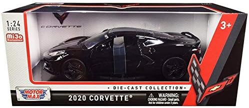 Diecast Car w/exibição - 2020 Chevy Corvette C8 Stingray, Black - Motor Max 79360bk - 1/24 Escala Diecast Model Toy Car Car