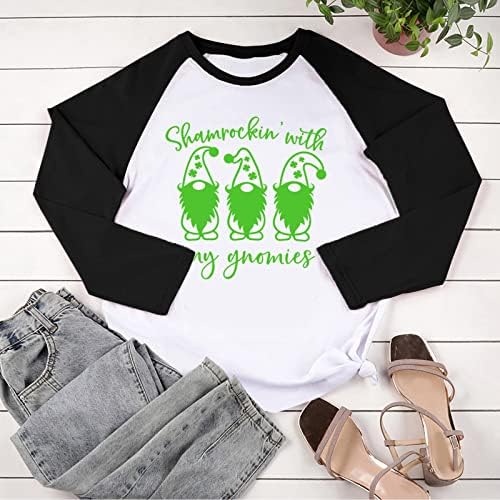 Saint Patricks Day Sorto para mulheres Clover Comfort Crew Neck Holiday Holiday Lucky Tees