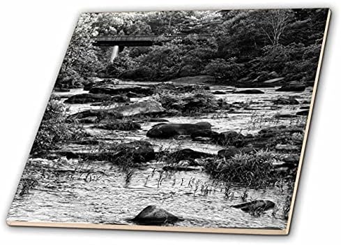 3drose Black and White Photography de Clear Creek na área da natureza obedada. - Azulejos